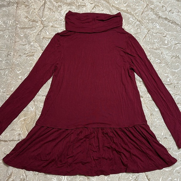Burgundy Soft Audge Podge Long Sleeve Cowl Neck Top - Picture 2 of 2